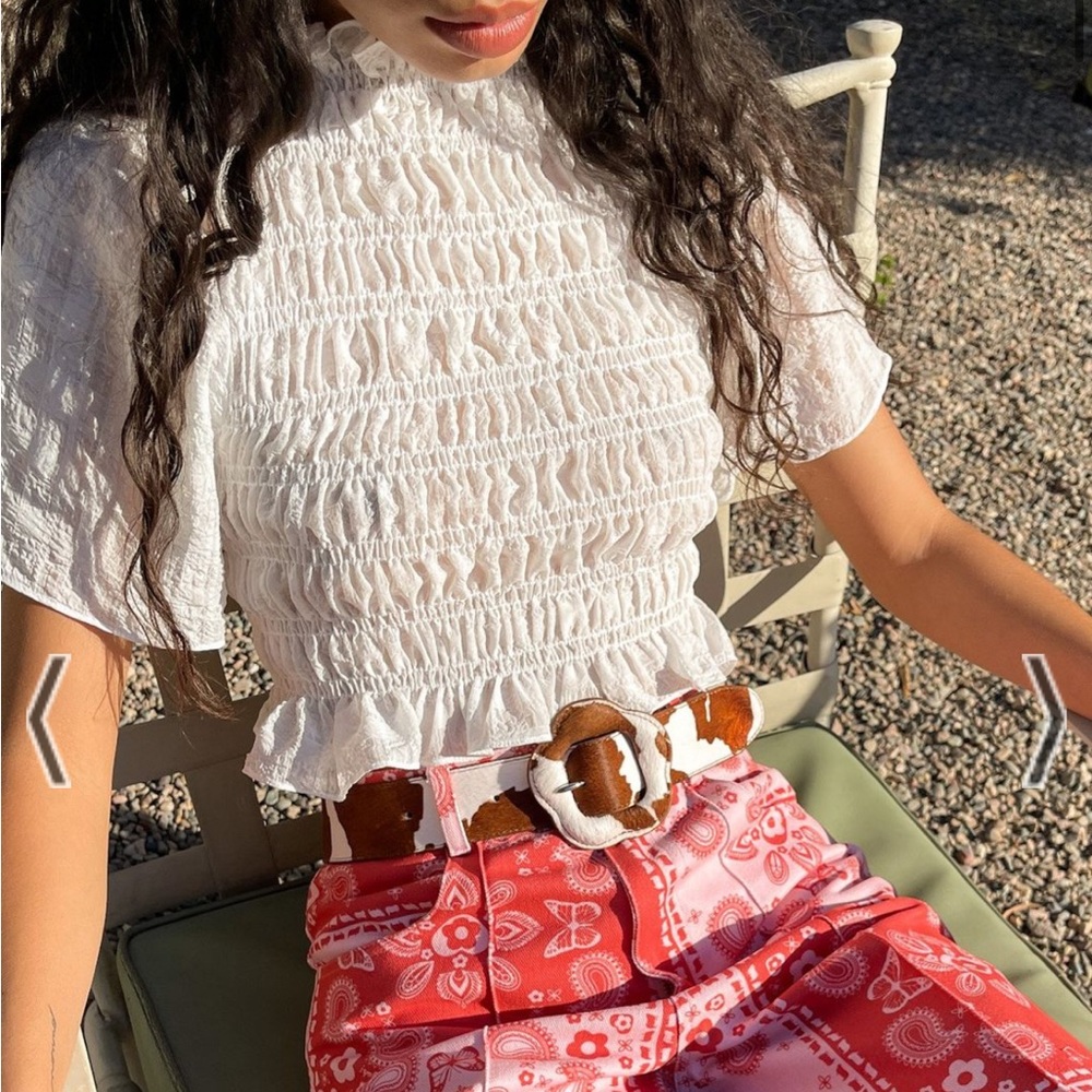 Lisa Says Gah Chiara Top - White Gingham - Ivory